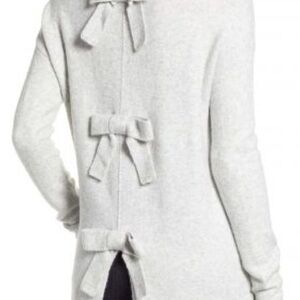 Halogen Gray Sweater with Bow Accent